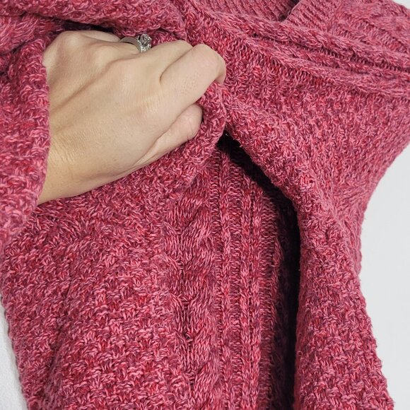 GAP Marble Pink Cranberry 100% Cotton Crew Neck Knitted Pullover Sweater Medium - Picture 7 of 14